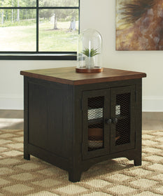 25"H Valebeck Rectangular End Table Black/Brown