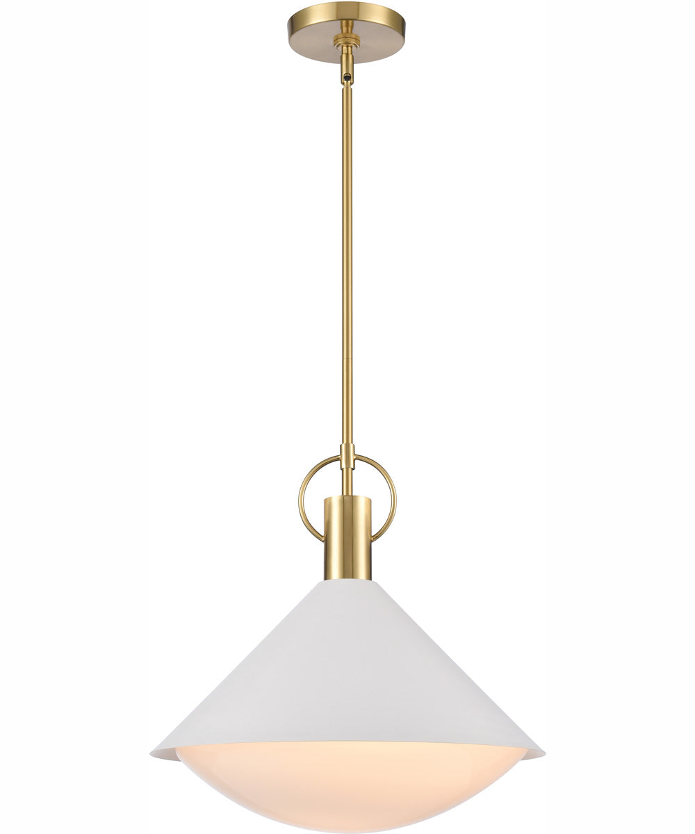 Compton 15.75'' Wide 1-Light Pendant - Satin Brass/Matte White