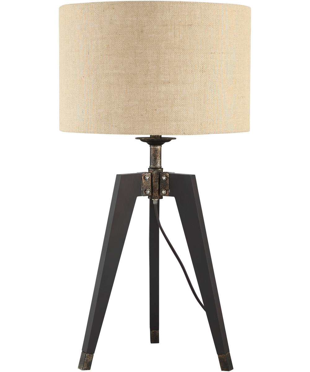 Wellor 1-Light Table Lamp Black/Tan Burlap Shade