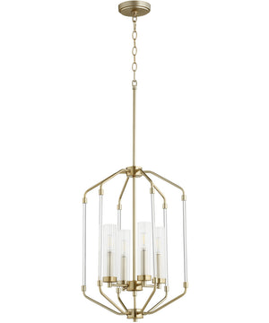 16"W Citadel 4-light Entry Foyer Hall Chandelier Aged Brass