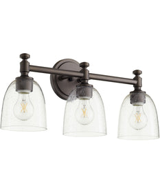 22"W Rossington 3-light Bath Vanity Light Oiled Bronze w/ Clear/Seeded