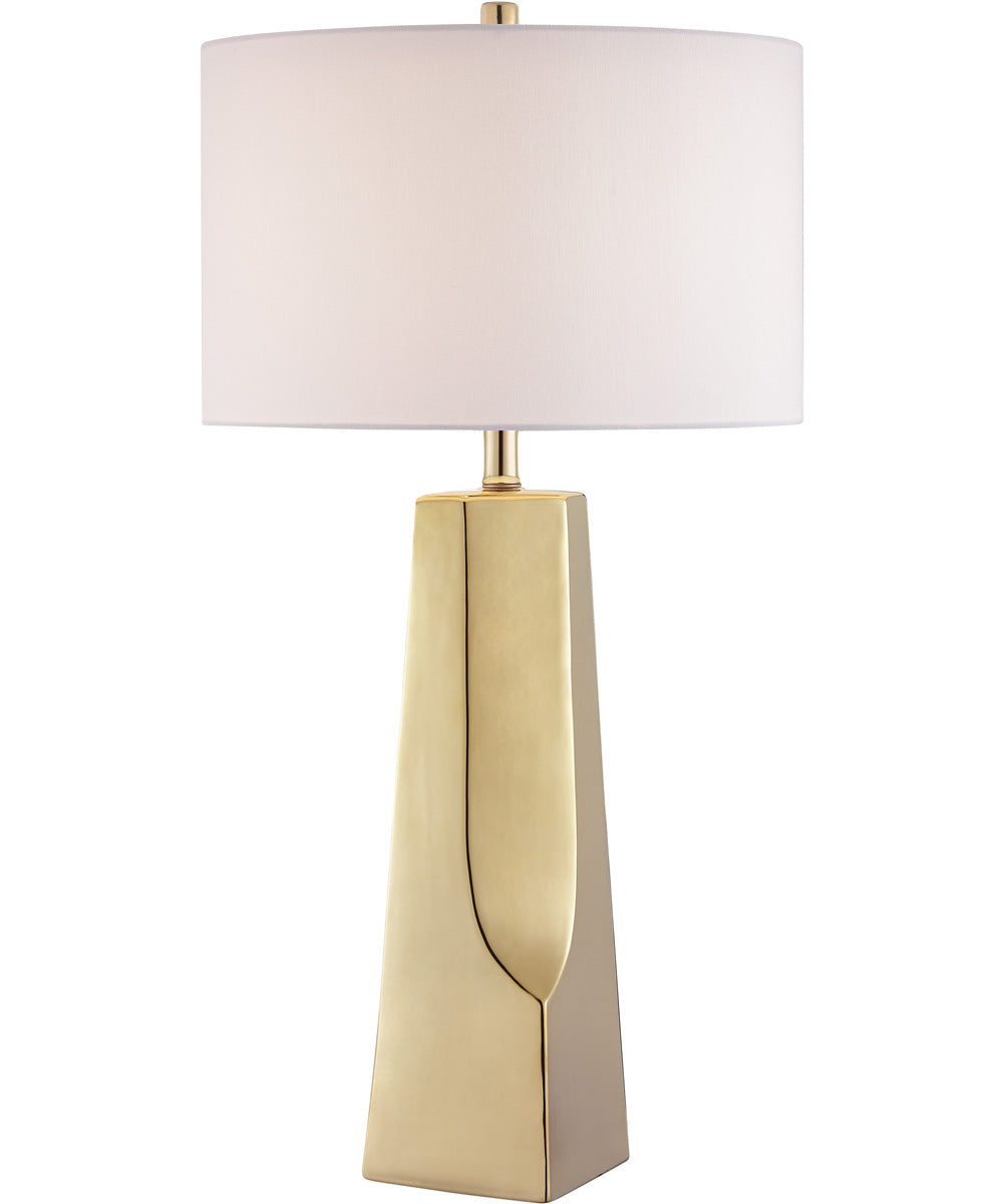 Tyrell 1-Light Table Lamp L.Gold Ceramichrome/ White Fabric Shade