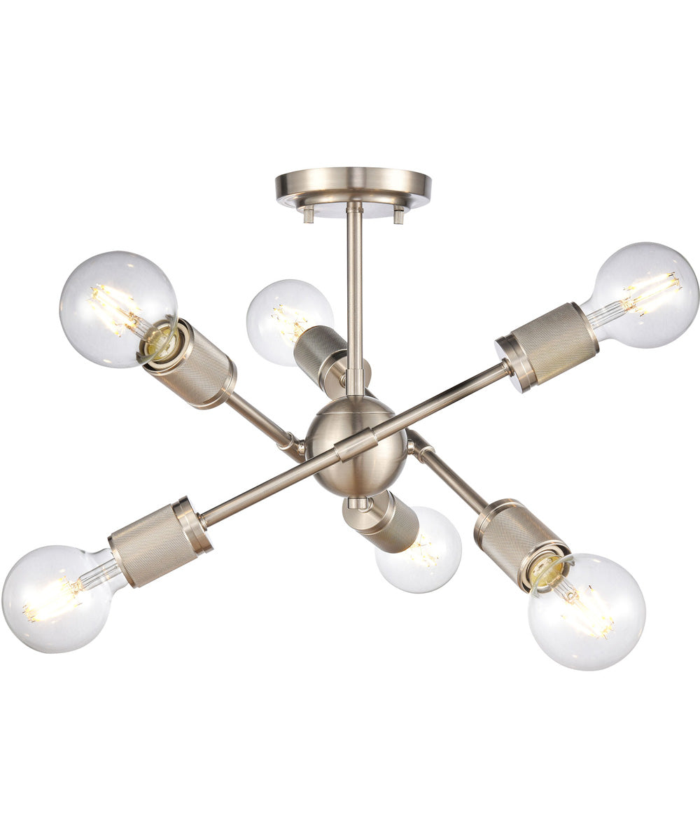 Module 6-Light semi flush mount  Satin Nickel