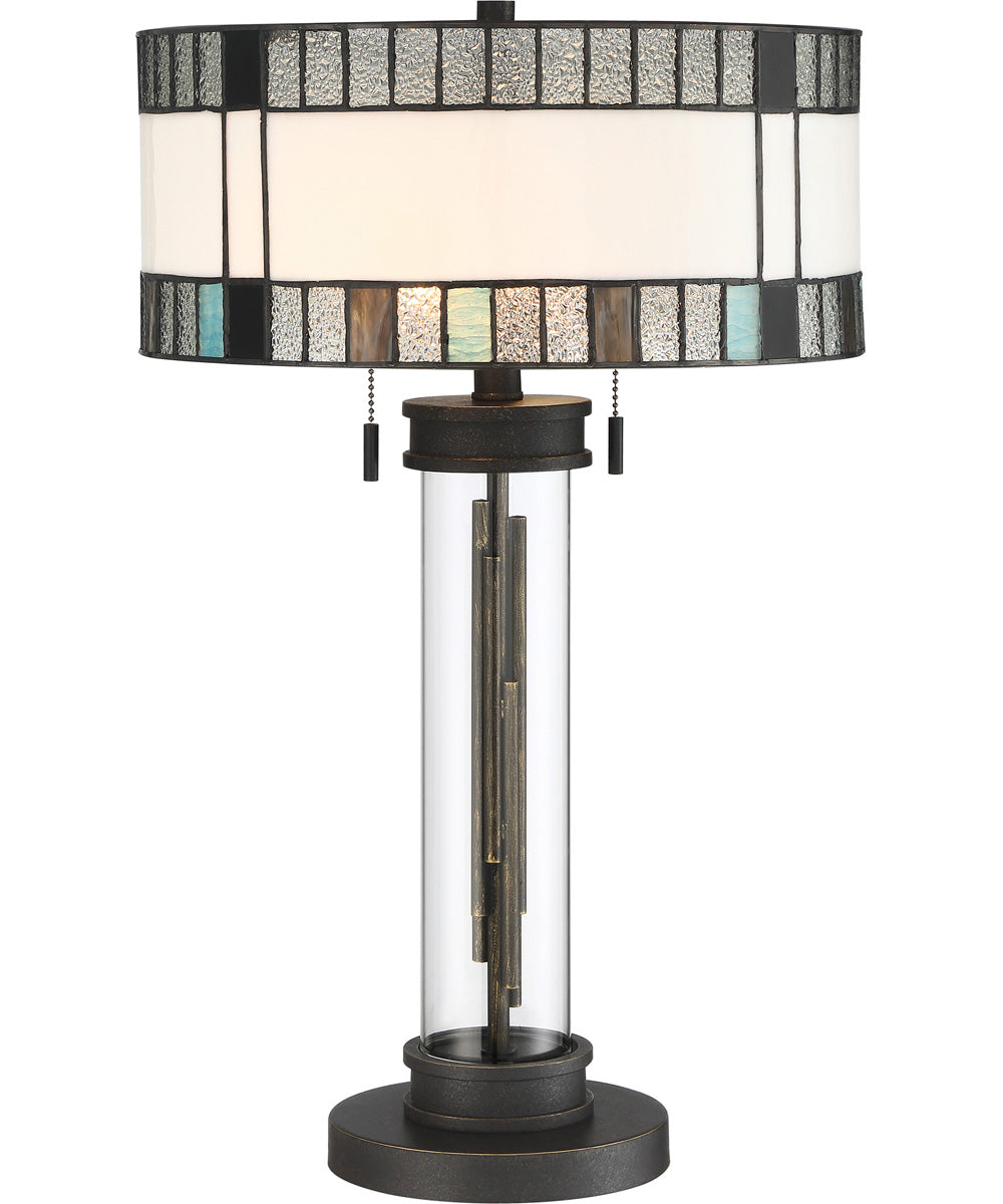 Luisa 2-Light Table Lamp Matt Black/Arteglasse Shade