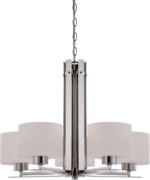 26"W Parallel 5-Light Chandelier Polished Nickel