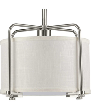 Kempsey 1-Light Summer Linen Shade Farmhouse Pendant Light Brushed Nickel