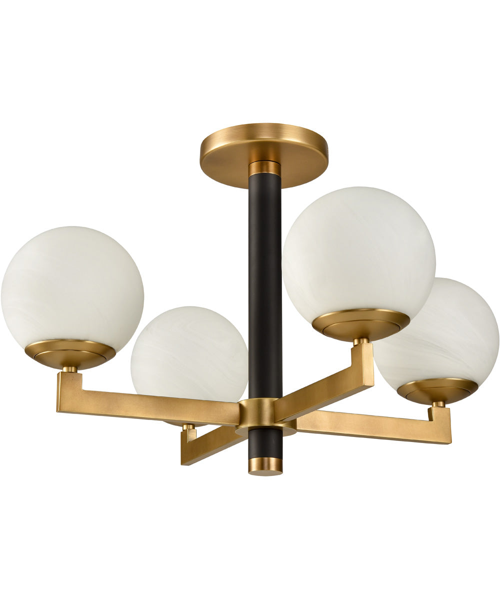 Gillian 24'' Wide 4-Light Semi Flush Mount - Natural Brass/Matte Black