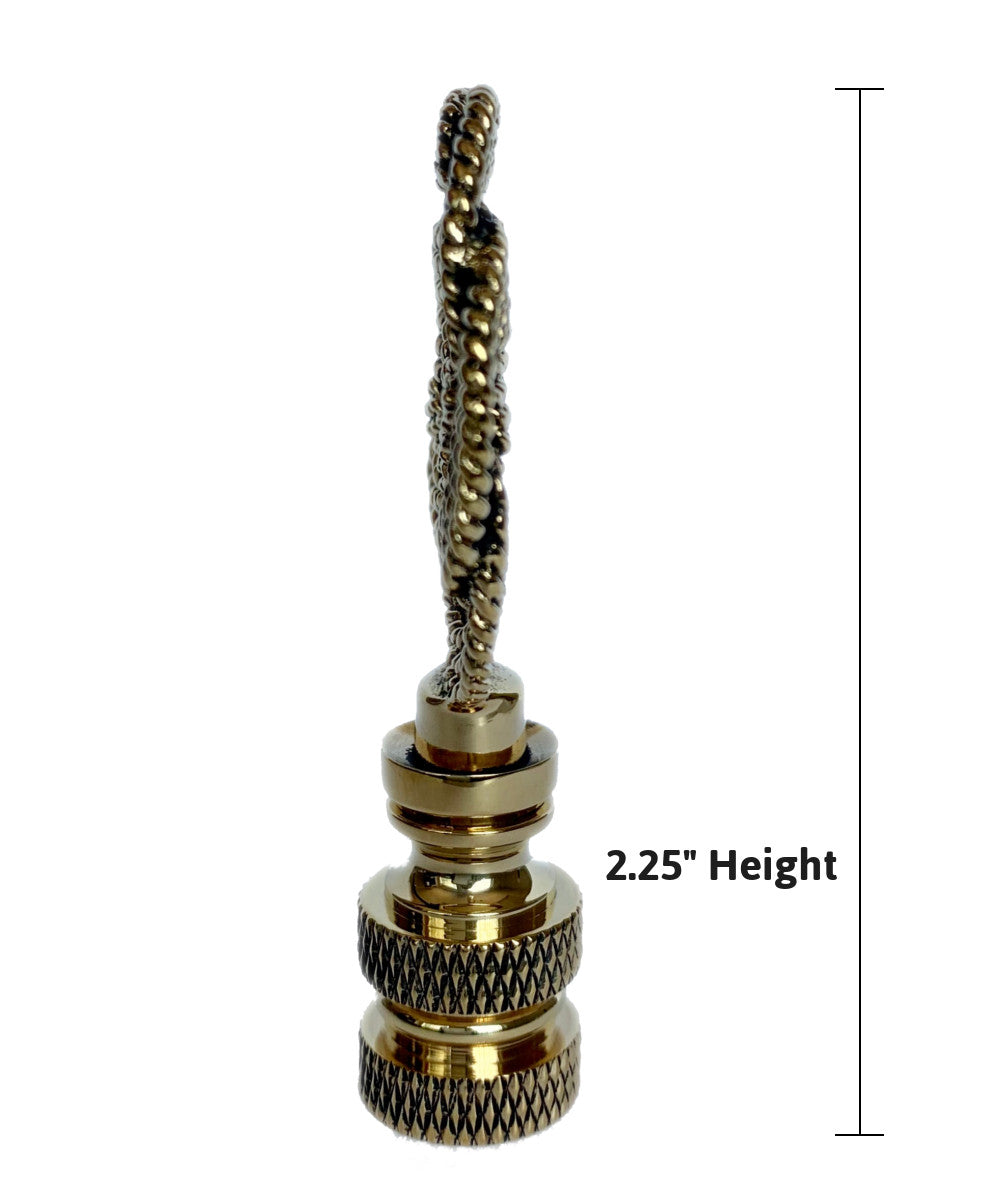 2"H Regatta Woven Knot Finial Light Antique Brass