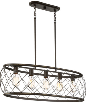 Dury 5-light Island Light Palladian Bronze