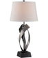 Wayde 1-Light Table Lamp Gun Metal/Off-White Fabric Shade