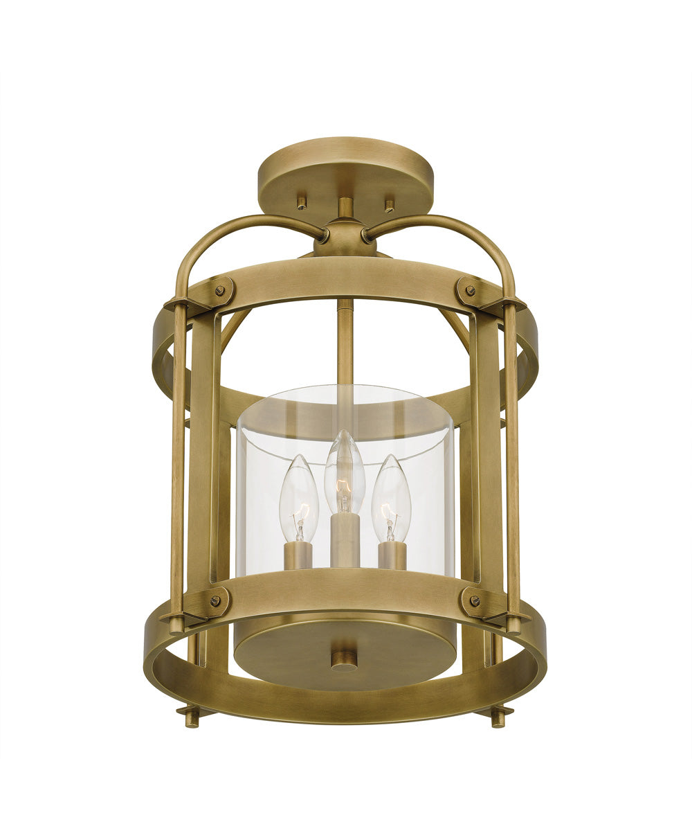 McPherson 3-light Semi Flush Mount Weathered Brass