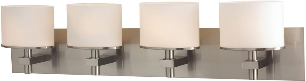 34"W Ombra 4-Light Vanity Satin Nickel/White Opal Glass