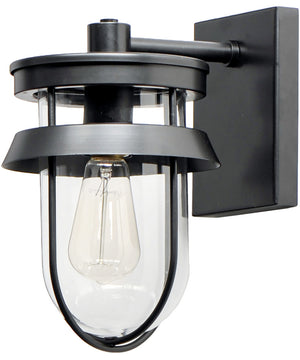 11"H Breakwater 1-Light Outdoor Wall Sconce Light Black