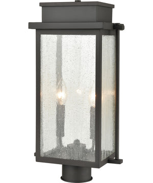 Braddock 2-Light Outdoor Post Mount Architectural Bronze/Seedy Glass Enclosure