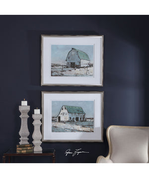 Plein Air Barns Framed Prints Set of 2