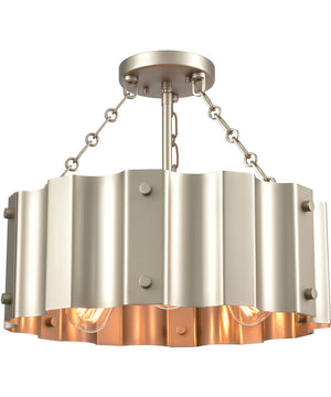 Clausten 3-Light Semi Flush Matte Nickel/Satin Nickel Metal Shade