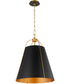 3-light Pendant Matte Black w/ Aged Brass