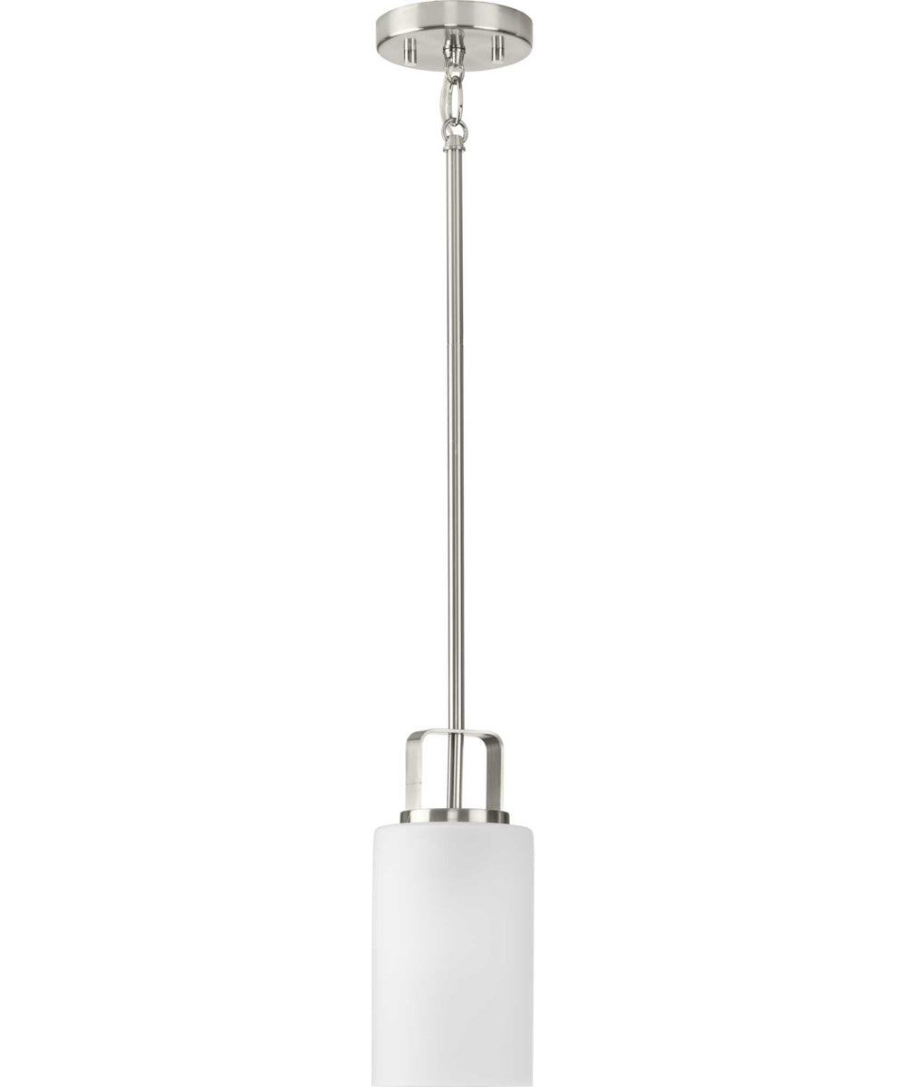 League 1-Light Etched Glass Modern Farmhouse Mini-Pendant Hanging Light Brushed Nickel