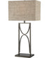 Jefferson 1-Light Table Lamp Aged Silver/Grey Fabric Shade