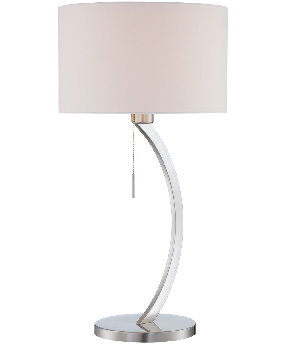 Lilith 1-Light Table Lamp Satin Chrome/White Fabric Shade