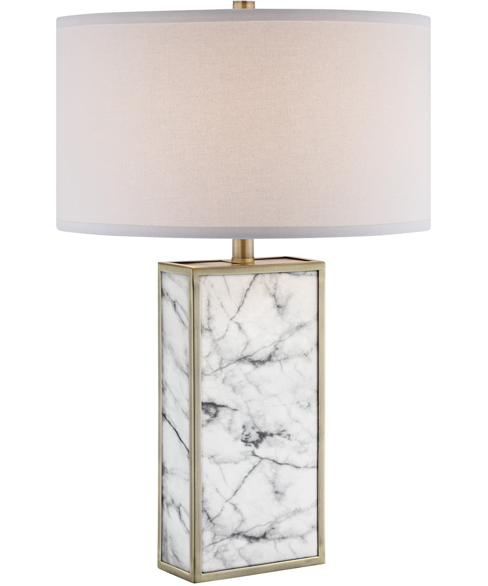 Mollia 1-Light Table Lamp Faux Marble/White Linen Shade