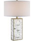 Mollia 1-Light Table Lamp Faux Marble/White Linen Shade