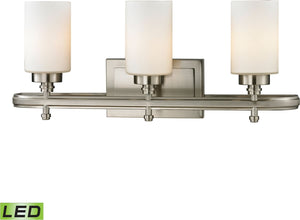 23"W Dawson 3-Light LED Vanity Brushed Nickel/Opal White Glass