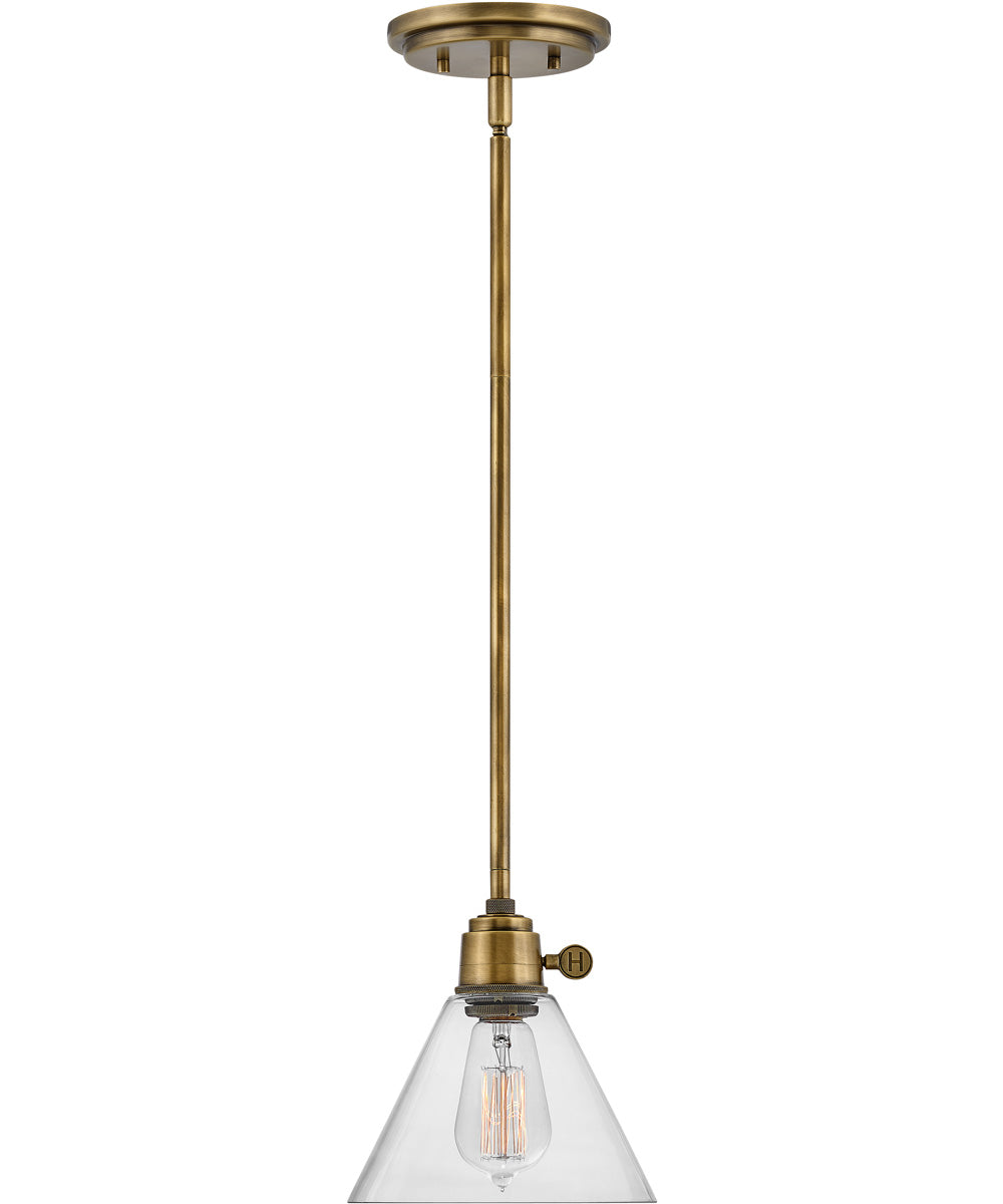 Arti 1-Light Small Pendant in Heritage Brass with Clear glass