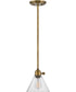 Arti 1-Light Small Pendant in Heritage Brass with Clear glass