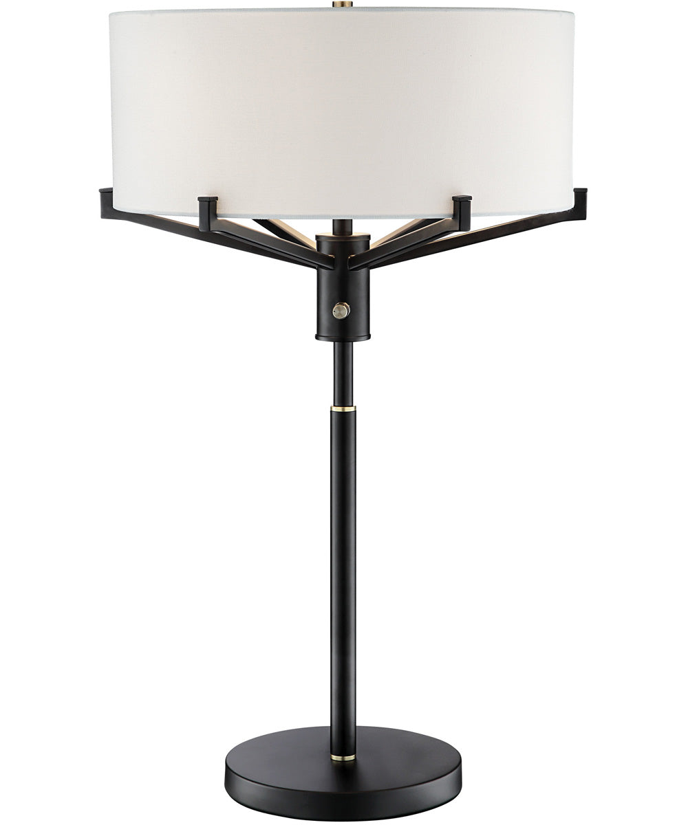 Jerod 3-Light Table Lamp Two Tone Black/Antique Brass/Fabric Shade