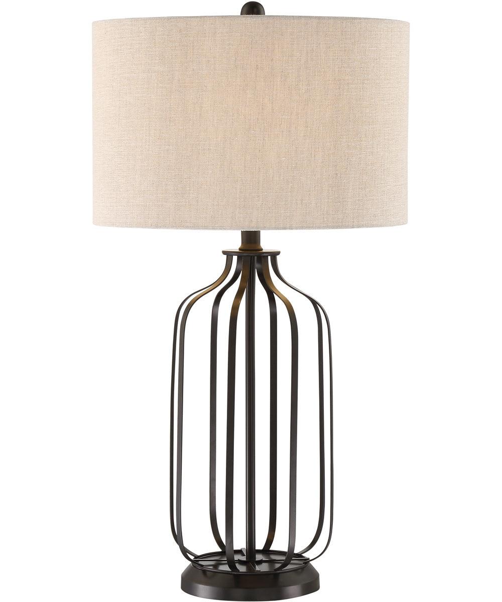 Blaine 1-Light Table Lamp Matte Black/Linen Fabric Shade