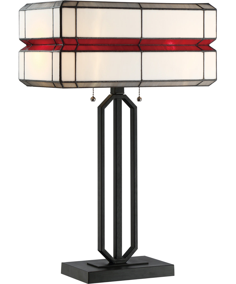 Lacoon 2-Light Table Lamp Matt Black/Tiffany Glass Shade