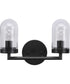 Signal 2-Light Clear Glass Coastal Bath Vanity Light Graphite