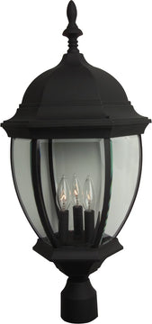 26"H Bent Glass 3-Light Outdoor Post Matte Black