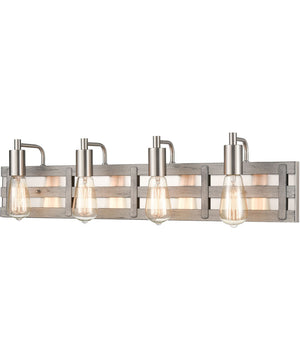 Brigantine 4-Light vanity-Light  Weathered Driftwood / Satin Nickel