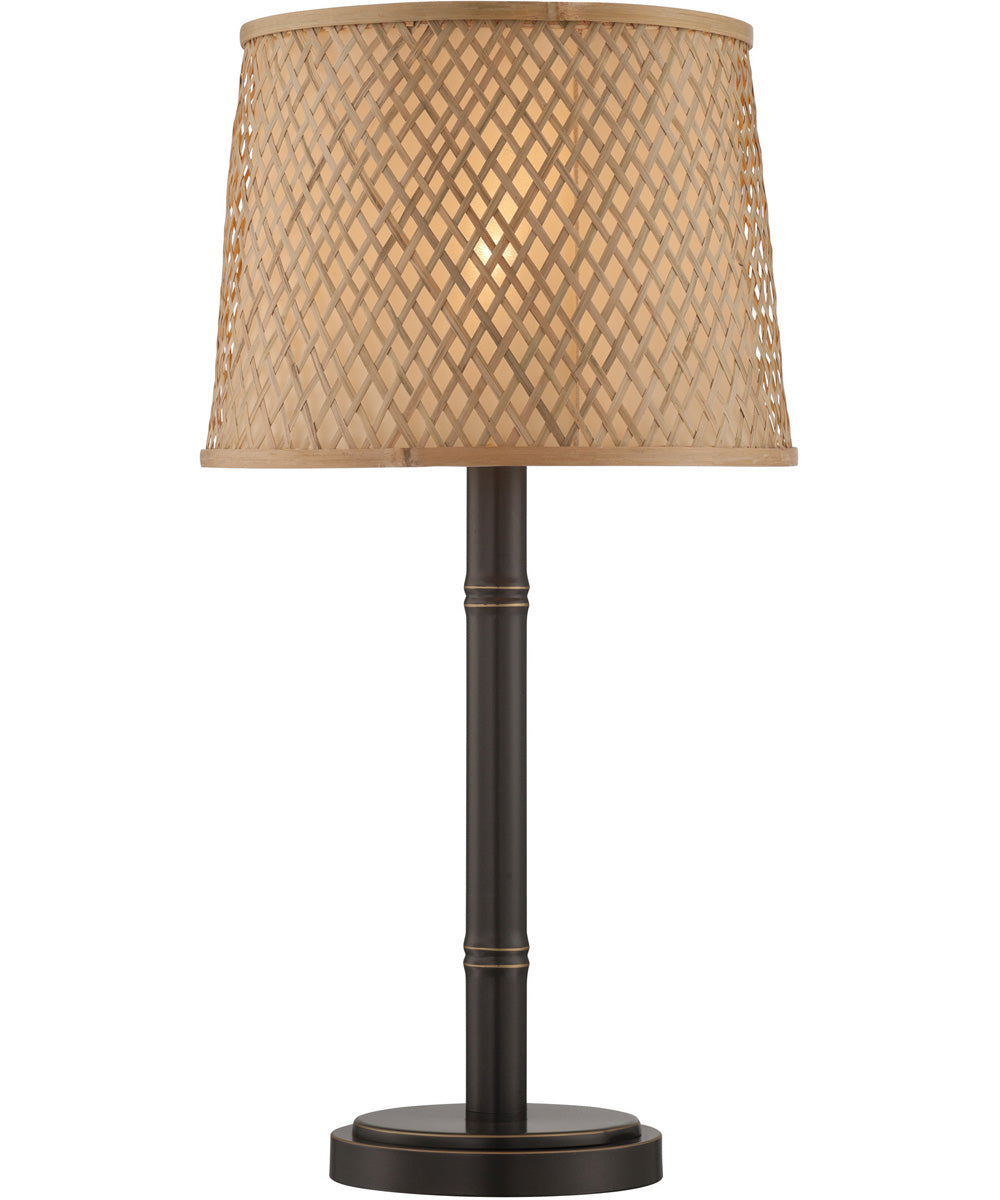 Tamarice 1-Light Table Lamp Dark Bronze/Rattan Shade