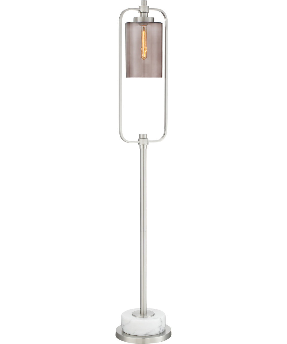 Lubbock 1-Light Floor Lamp Brushed Nickel/Marble/Smoke Glass Shade