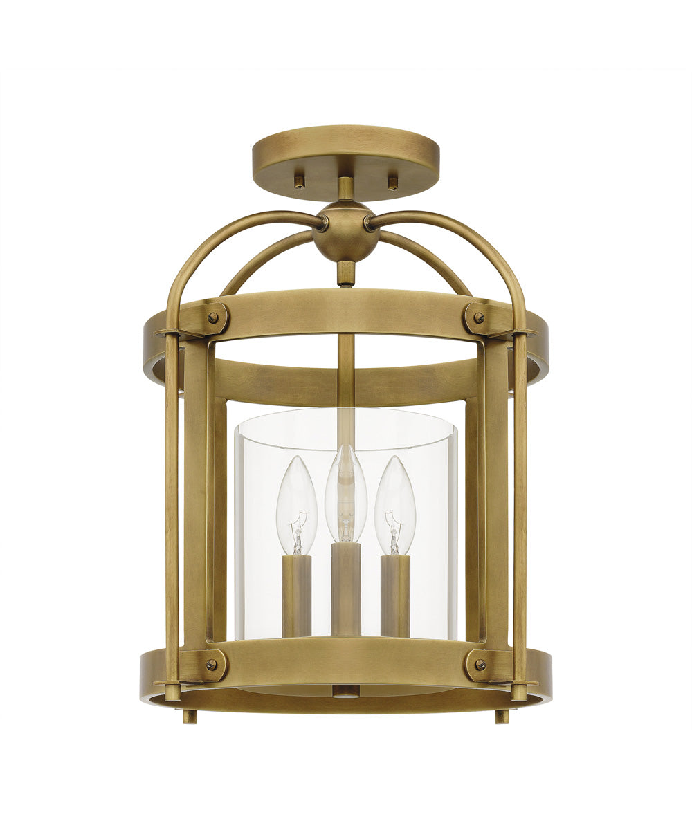 McPherson 3-light Semi Flush Mount Weathered Brass