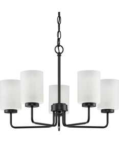 Merry 5-Light Etched Glass Transitional Style Chandelier Light Matte Black