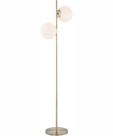 Lencho 2-Light 2-Light Floor Lamp Gold/Frost Glass Shade