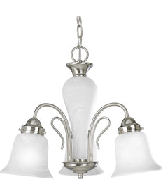 Bedford 3-Light Etched Alabaster Glass Traditional Chandelier Light Brushed Nickel