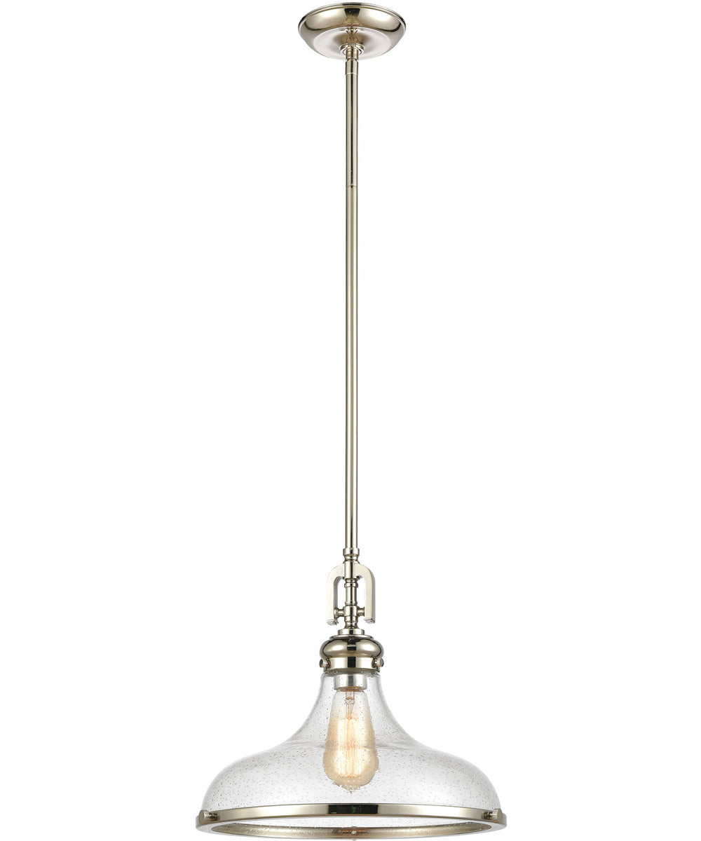 Rutherford 1-Light Pendant Polished Nickel/Seedy Glass