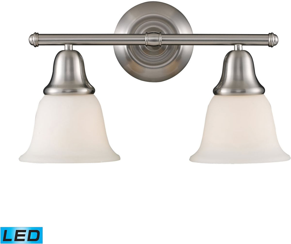 17"W Berwick 2-Light LED Vanity Brushed Nickel/White Glass