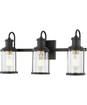 Millburn 3-Light vanity-Light  Matte Black / Burnished Brass