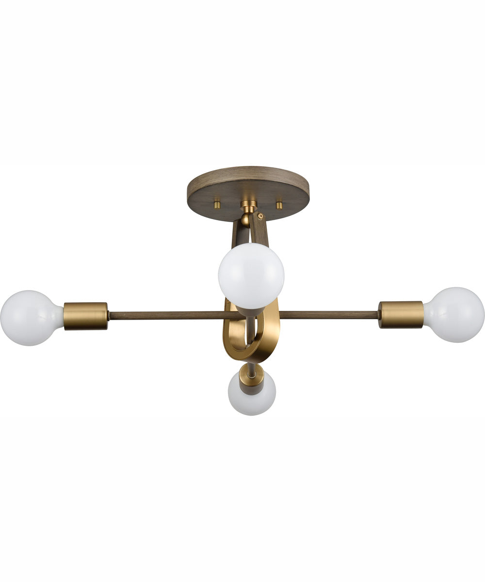 Sabine 20'' Wide 4-Light Semi Flush Mount - Pecan/Brushed Gold