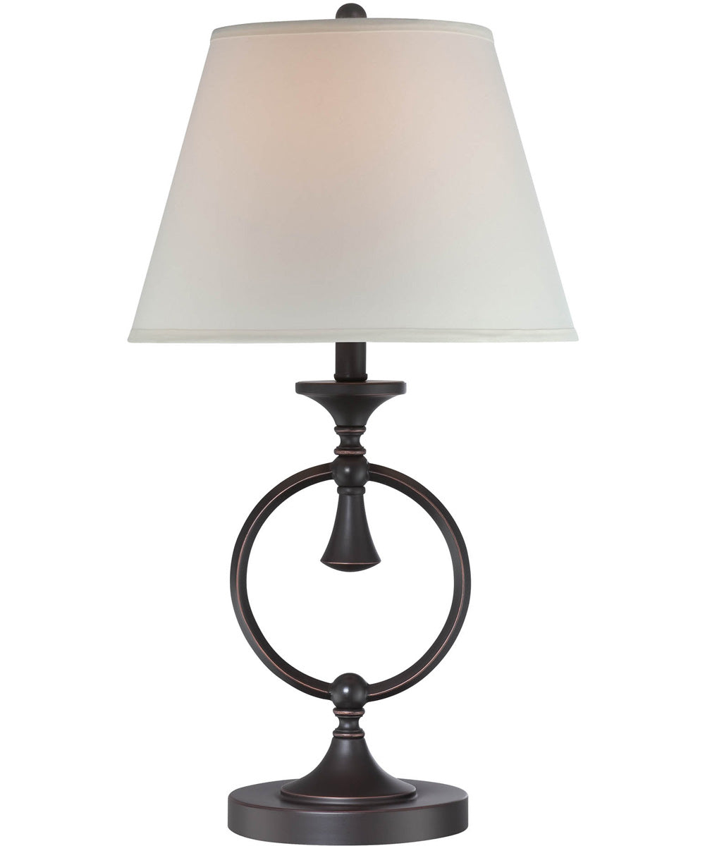 Stephanos 1-Light Table Lamp Dark Bronze/Off-White Fabric Shade