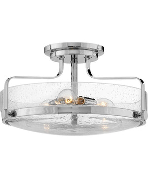 Harper 3-Light Large Semi-Flush Mount in Chrome with Clear Seedy glass