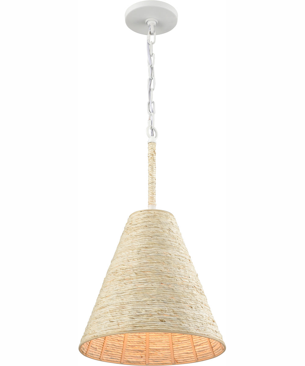 Abaca 12'' Wide 1-Light Pendant - Textured White