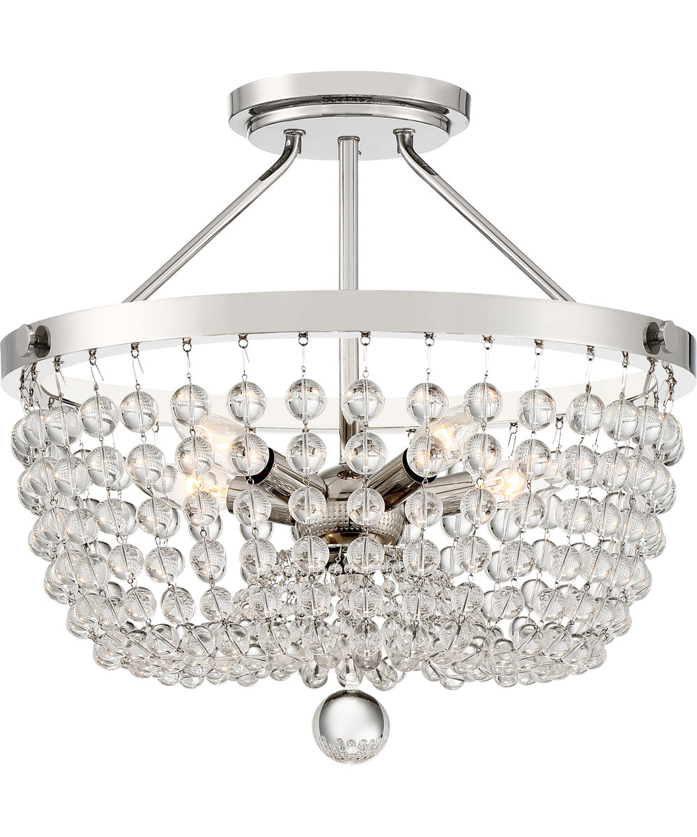 Teresa Large 5-light Semi Flush Mount Polished Nickel