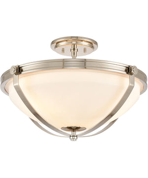 Connelly 3-Light Semi Flush Polished Nickel/Frosted/Painted White Glass